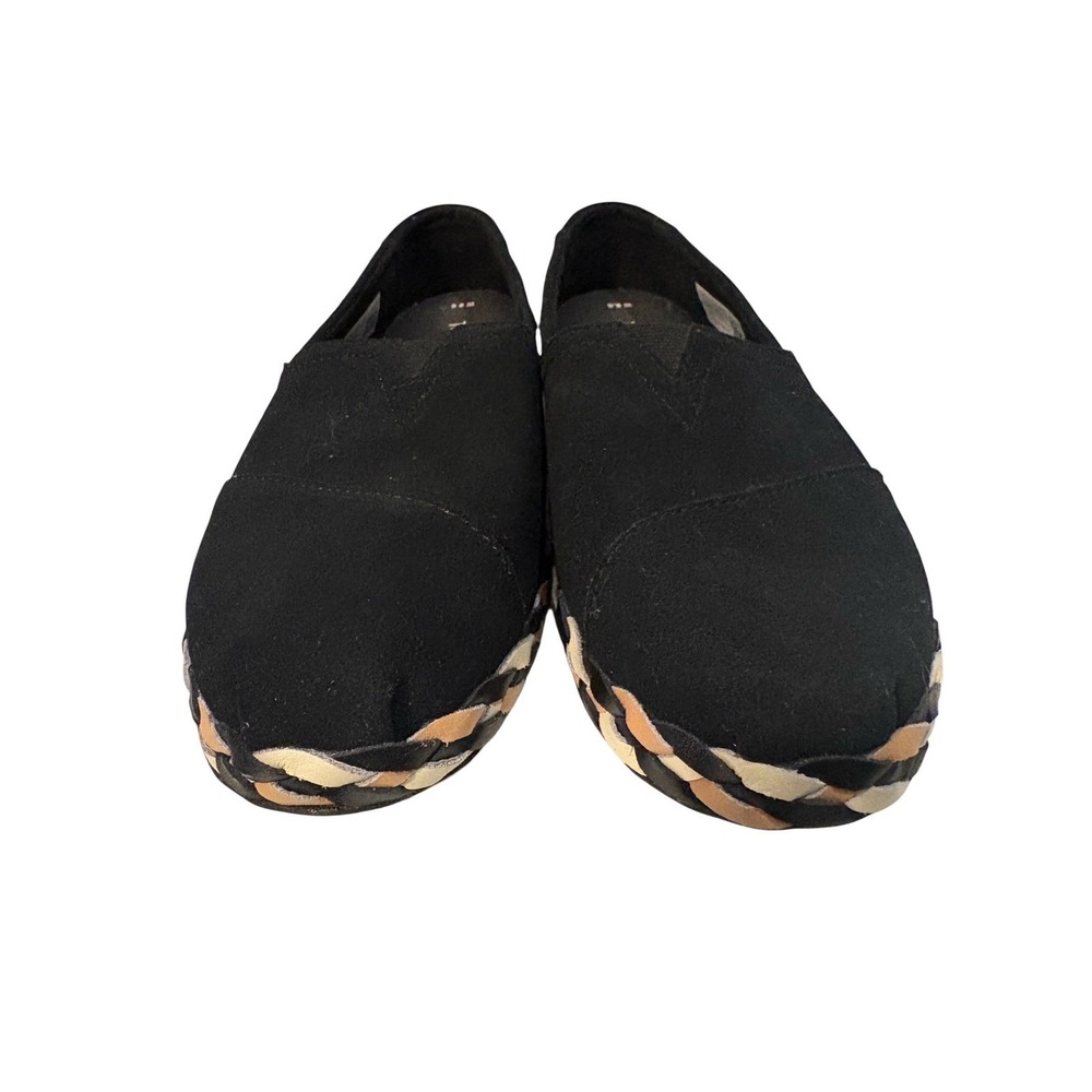 TOMS‎ Black Suede Alpargata Flats with Braided Multi Color Midsole Womens 8.5 - Picture 3 of 6
